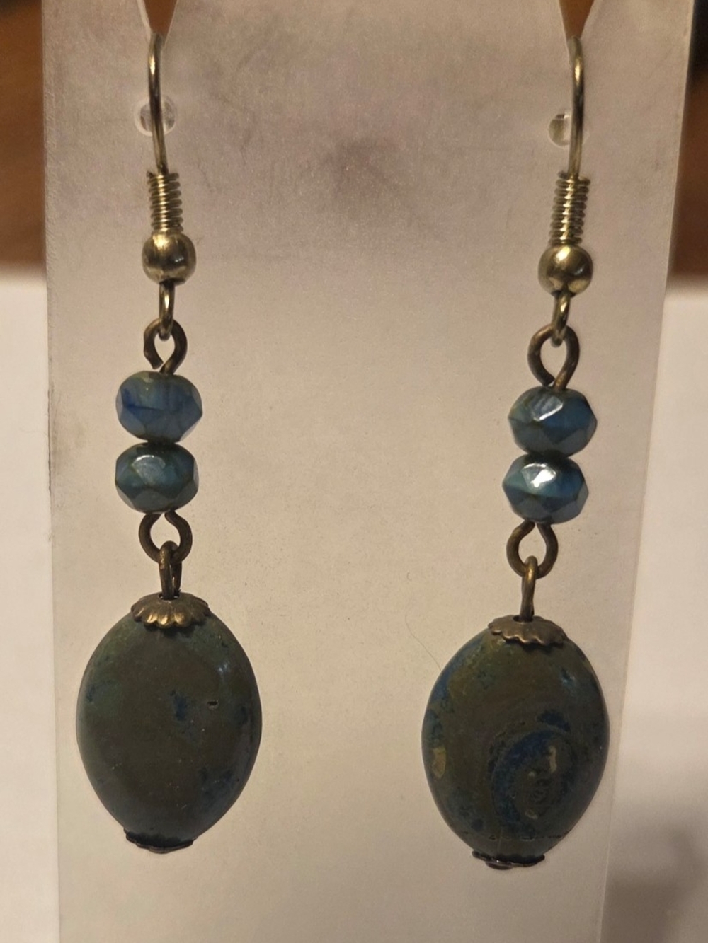 Handmade Blue And Green Stone Earrings